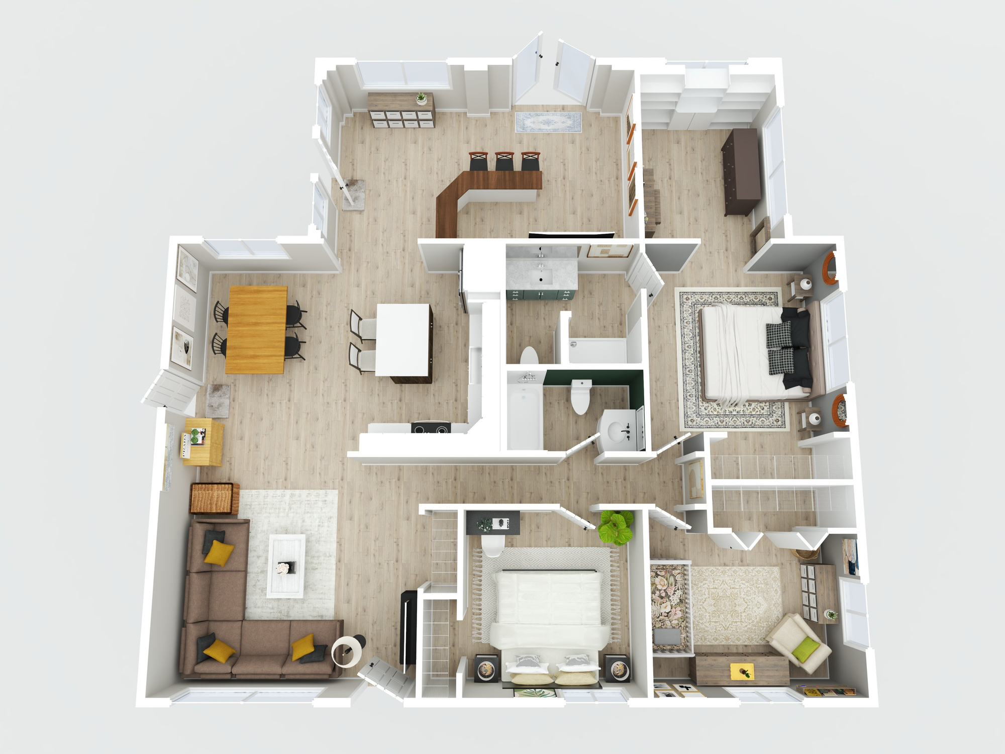 colored three dimensional floorplan
